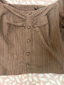 Brown Puff Sleeve Top