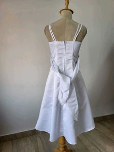 White Embroidered Tea Length Wedding Dress