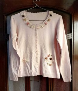 Pearl &amp; Flowers embellished sweater