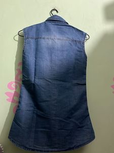 Denim Cut Sleeves Top