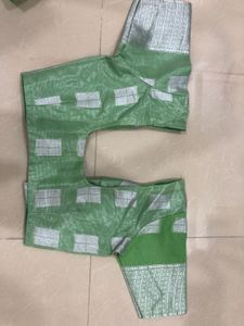 Pista Green Saree with Blouse 6 Meter