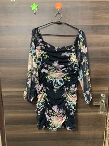 Floral Print Ruched Mini Dress