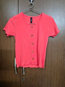 Coral Ribbed Top | 38