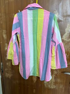 Colorful Striped Bell Sleeve Top
