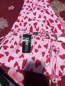 Pink Heart Print Dress