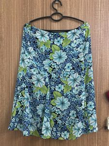 Blue Floral A-Line Skirt