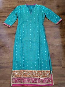 Sea Green Silk Kurta - Long