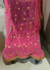 Pink & Gold Embellished Dupatta