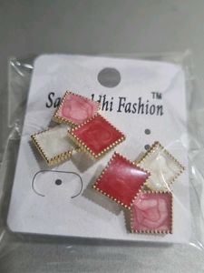 Red Square Drop Earrings