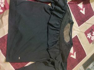 Ruffled Black Long Sleeve Top