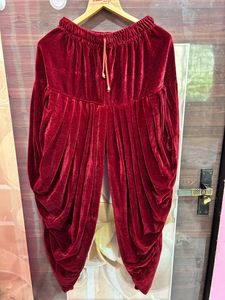 Mens White Sherwani With Red Velvet Dhoti