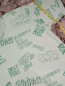 Typography Green Top/Tshirt