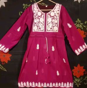 Pink Embroidered Kurta