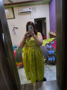Green shiny anarkali