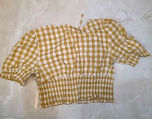 Cute Yellow Checkered Top