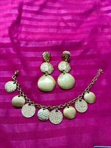 Rose Gold Earring And Bracelet Set