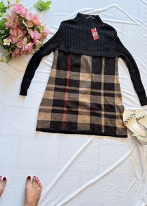 Turtleneck Plaid Dress