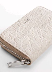 MANGO Croc Effect Beige Wallet