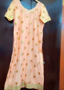 Light Orange Kurta &amp; Golden Skirt With Dupatta 40
