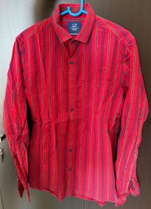 Louis Philippe Slim Fit Red Striped Shirt