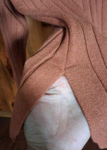Ribbed Cutout Long Sleeve Top - Rust/Terracotta