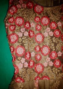 Floral Embroidered party gown.