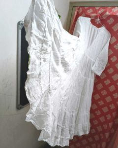 Pure Cotton White Full Flared Bohemian Shrug