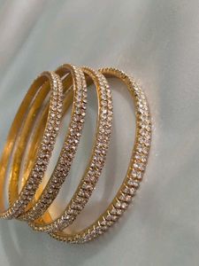 White Stone One Gram Gold Bangles