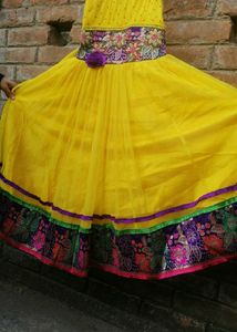 Yellow Midi Length Sleeveless Frock