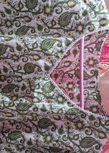 Green&amp;white Short Kurti