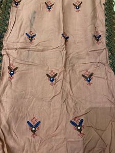 Embroidered Pink &amp; Grey Kurti Set