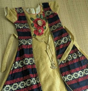 Girls&#39; Gold Embroidered Dress