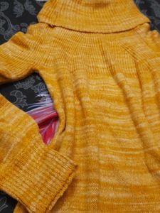 Cozy Mustard Knit Sweater Dress