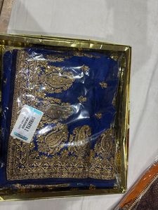 Elegant Blue Embroidered Saree