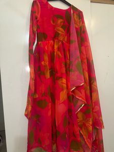 Floral Anarkali Long Gown With Dupatta
