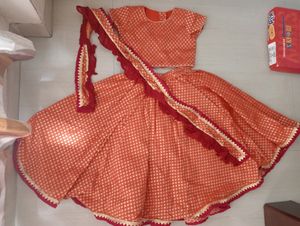 Radha Dress Orange Brocade Ghaghra Choliset