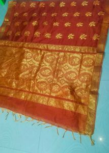 Orange Colour Shinning Organza Saree