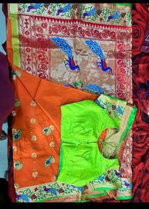 Beautiful Orange Paithani with stiched blouse
