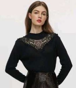 Urbanic Lace-trimmed Knit Pullover