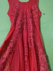 Red Partywear Gown For Womens