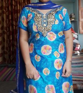 Blue Printed Salwar Kameez Suit