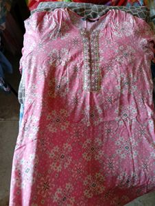 Floral Print Pink Kurta