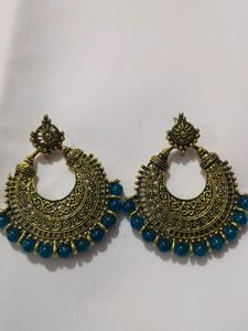 Golden and  Blue Earings