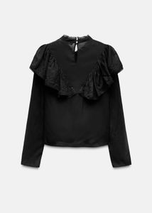 Zara:Ruffled Pearl Handwork Blouson