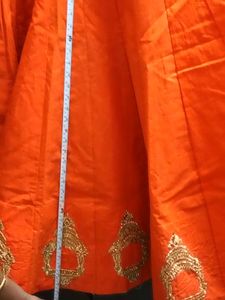 1-TimeUsed Orange Embroidered Lehenga Skirt