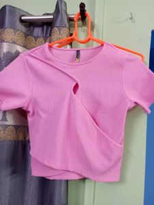 Cute Pink Cutout Crop Top