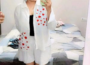 Heart Print Top & Shorts Set