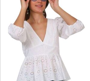 Express Eyelet Peplum Top