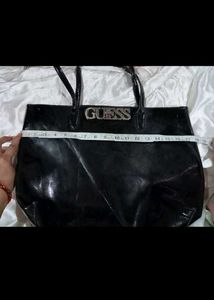 Guess Black Patent Tote Bag