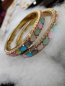 Colorful Stone Bangles (Set of 2)